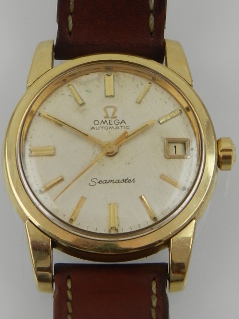 A 1970s gold plated Omega Seamaster wristwatch, later strap.