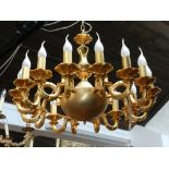 A 19th century style gilt metal eight branch chandelier.
