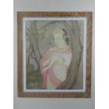 20th century East Asian school, portrait study of a lady, watercolour, signed lower right.