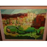 20th century Continental school, Mediterranean townscape study, oil on canvas, signed lower right.