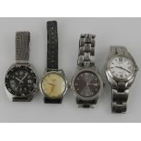 Four gentleman's wristwatches, to include two Seikos, an Accurist, and a Longines.