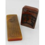 Two Chinese soap stone seals,