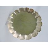 A silver circular tray, Edinburgh 1984, modeled as a lily pad with a presentation engraving, 4.1ozt.