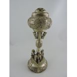 A Chinese white metal incense burner,