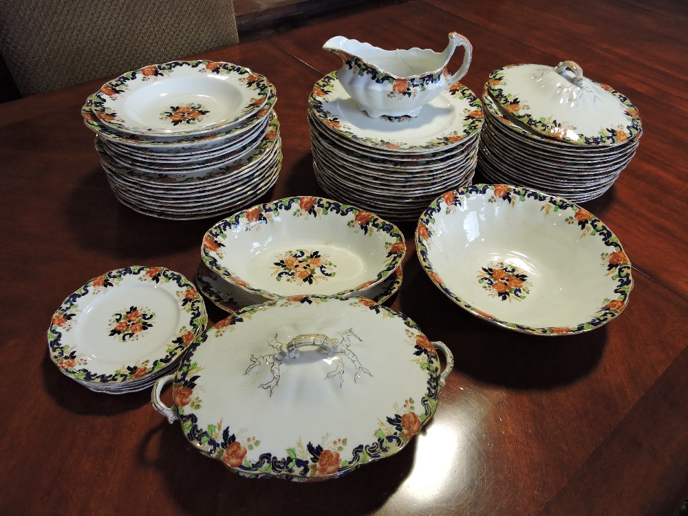 An early 20th century John Maddock 'Majestic' dinner service, including a tureen,