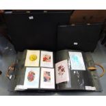 A Sharpes travelling folio of assorted greetings cards together with two vacant folios