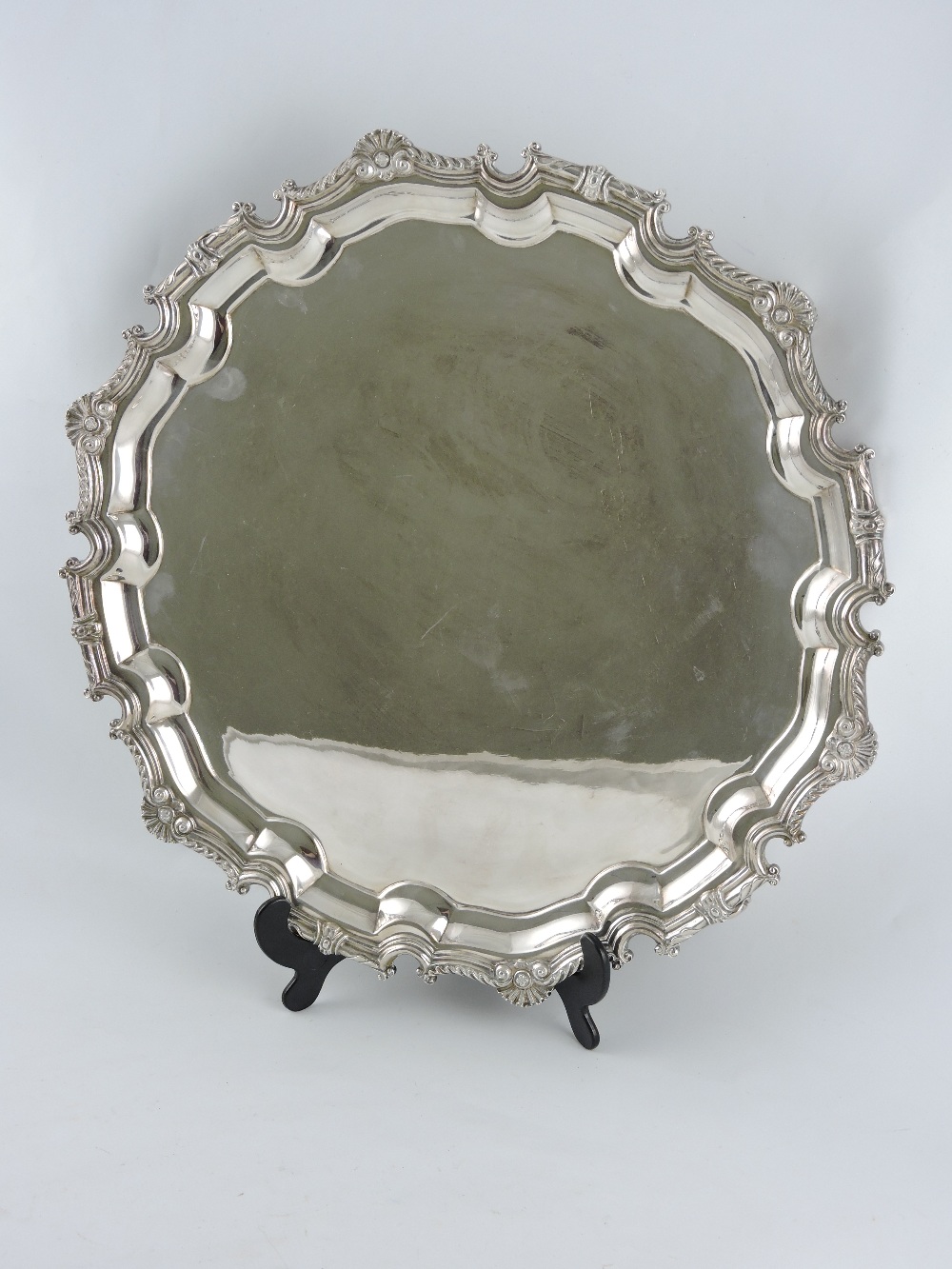 An impressive silver tray, Sheffield 1988, by Roberts & Belk,