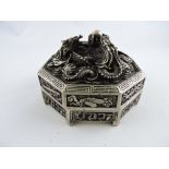 A Chinese white metal incense burner, of octagonal form,