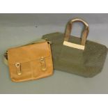 A Mulberry satchel type bag, tan leather with a webbing shoulder strap,