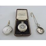 A Benson silver cased half hunter pocket watch, with retail box,