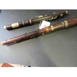 A 19th Century nickel plated two section hardwood piccolo together  with a similar recorder