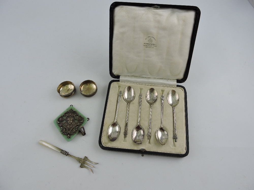 A boxed set of six silver apostle spoons, Birmingham 1919, Mappin & Webb,