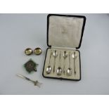 A boxed set of six silver apostle spoons, Birmingham 1919, Mappin & Webb,