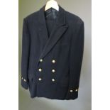 A Royal Navy Chief Petty Officer's uniform, tailor's label indicating it was made for L. E. S.