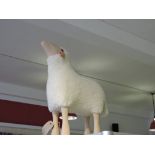 Hans Peter Krafft, a carved oak and wool model sheep with leather ears,