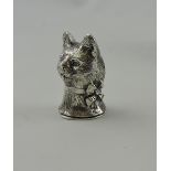 A white metal vesta cast modelled in the form of a cat, 31.