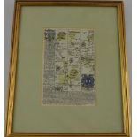 An 18th century and later coloured ribbon map, Kings Lynn to Harwich, 19 x 11cm.