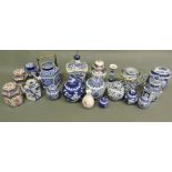 A small quantity of 20th century blue and white ceramics, including ginger jars and teaware, (qty).