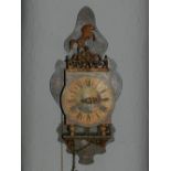 A 19th century bracket clock, having hand painted Roman dial, with horse finial top, striking bell,