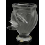 A Lalique glass vase, signed to base, boxed.