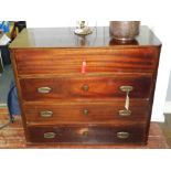 A 20th century mahogany chest of four long drawers. H.96cm W.113cm D.