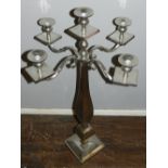 A large 20th century floor standing chrome plated four branch candelabra,