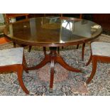 A 20th century mahogany circular breakfast table, having marquetry inlay to top,