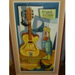 20th century Continental school, a still life study of instruments, oil on canvas, unsigned. H.