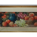 20th century Continental school, a still life study of fruit, watercolour. H.30.5cm W.