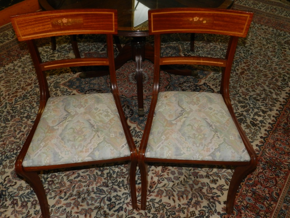 A 20th century mahogany circular breakfast table, having marquetry inlay to top, - Image 2 of 2