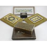 A 19th century damascus ware slide fronted mirror,