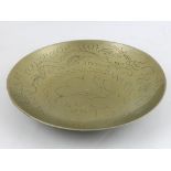 A Chinese brass tray, engraved with dragons chasing pearl. D.