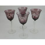 Four Bavarian wine glasses.