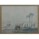 Late 19th century French school, a North African landscape study, watercolour. H.17cm W.22.