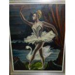 Early 20th century Continental school, study of a ballerina and swan, oil on canvas,