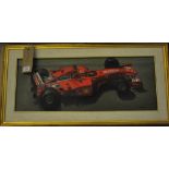 20th century school, Ferrari Formula One car, oil on board, indistinctly signed lower right,