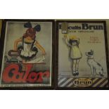 A pair of reproduction French advertising posters of the early 20th century, 65 x 45cm, (2).