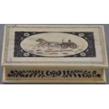 A Victorian style rectangular bone effect box decorated with a horse and cart