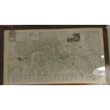 London and Westminster (marked 1801), a coloured map, walnut framed,