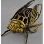 A Chinese metal incense burner modelled as a flea.