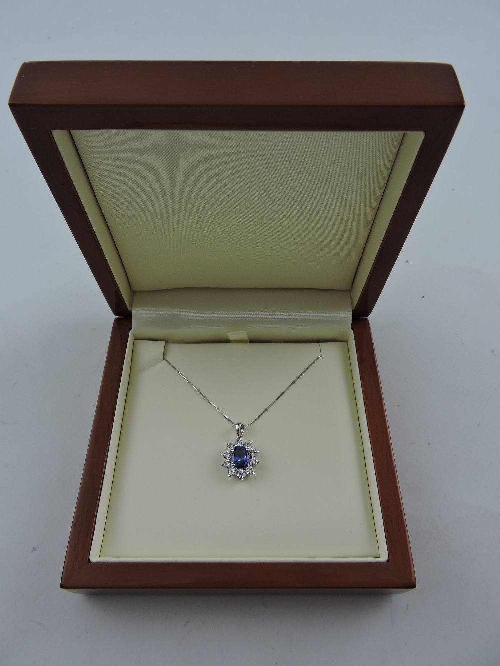 A tanzanite and diamond pendant, the central stone approx. 1. - Image 2 of 2