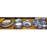 71 pieces of of Booths real old willow blue and white dinner and teaware