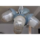 A set of five East European industrial ceiling lights with moulded ribbed shades