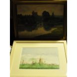 Jennings, View of Windsor, oil on canvas, together with a pair of watercolours,