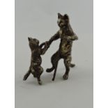 A cold painted anthropomorphic bronz.e group of two cats, H.