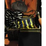 A selection of vintage handbags, including a genuine leather and snakeskin,