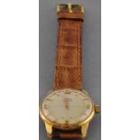 A gentlemans vintage gold plated roamer super-shock dress watch with silvered dial raise gilt