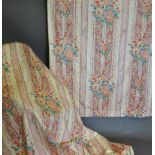 A pair of Anna French fabric floral polychrome print curtains with tie backs,