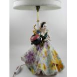 A 20th century Italian ceramic lamp, in the form of a lady in a dress.