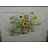 Cordes, Still Life of Sunflowers, watercolour, signed and dated lower left, 50 x 65cm.